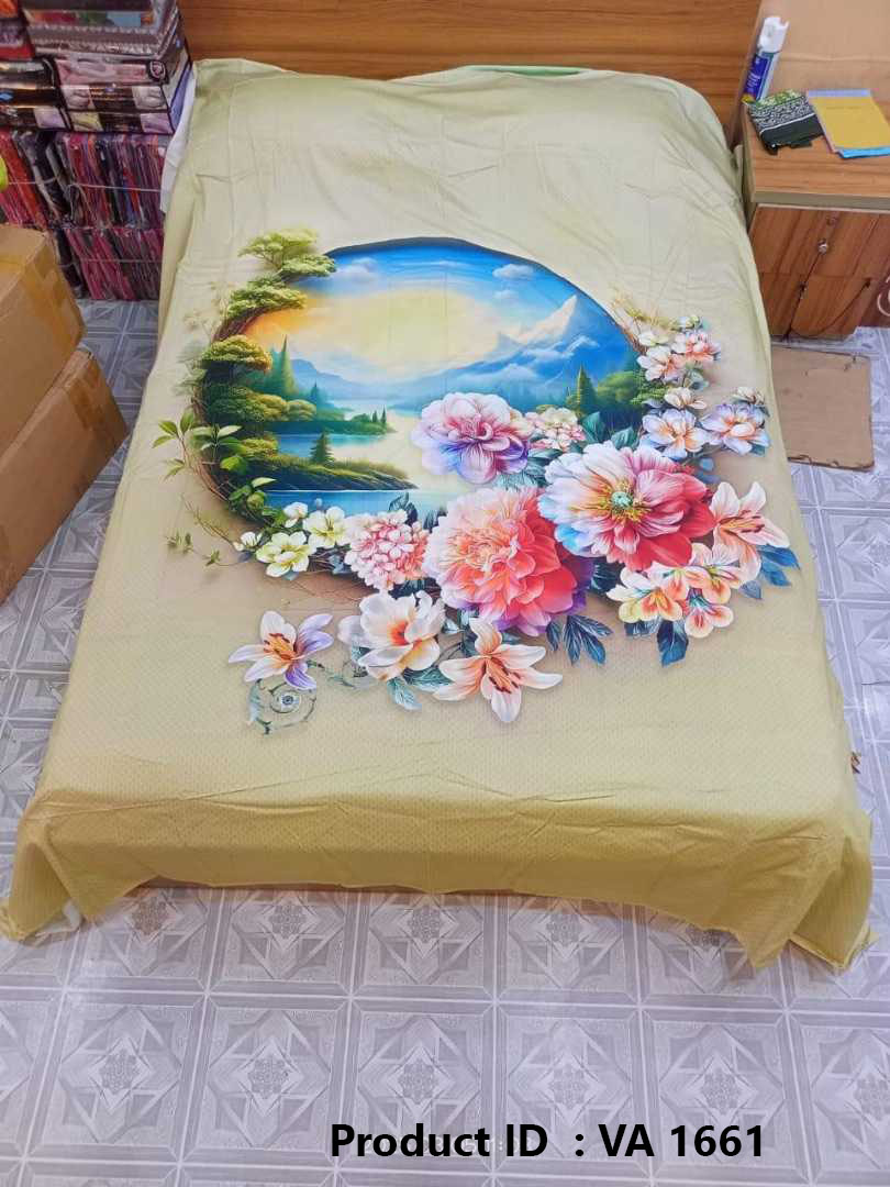 Digital 3D Print Luxury Panel Bed Sheet King Size